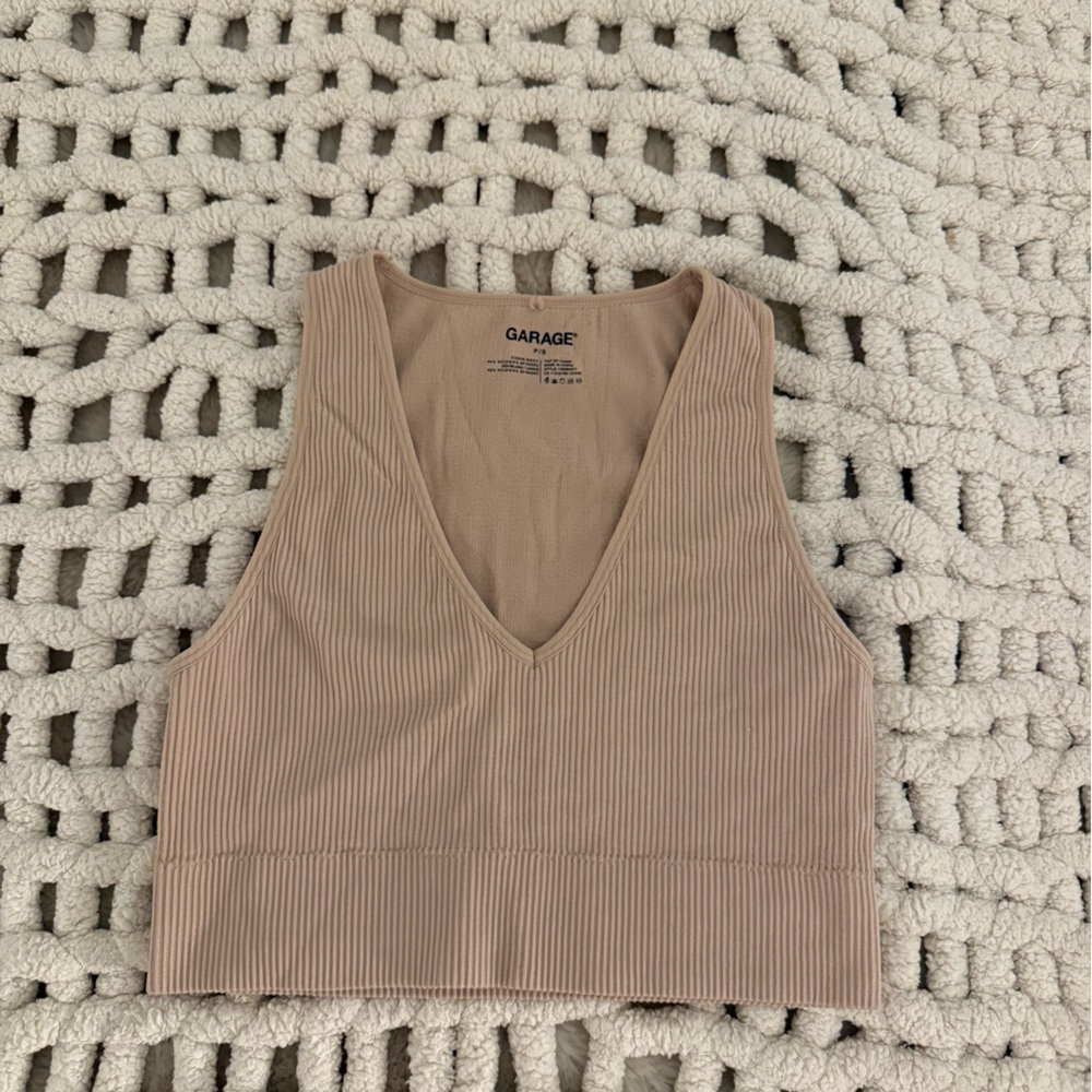 Garage Ribbed Tan Top